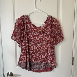Lucky Brand Red Floral Blouse